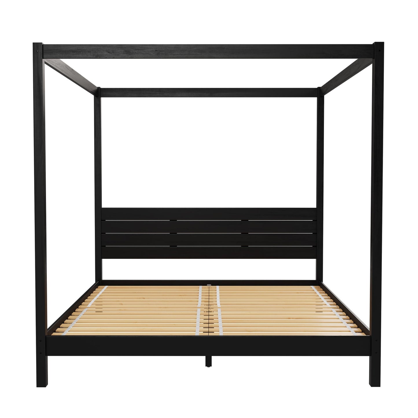 Taylor Modern Minimalist Boho King Canopy Bedframe – Black