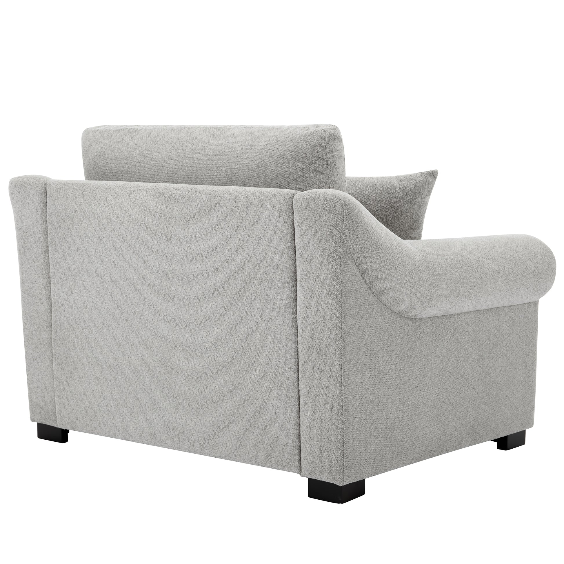 Una Modern Oversized Chenille Armchair with Pillows, Light Gray