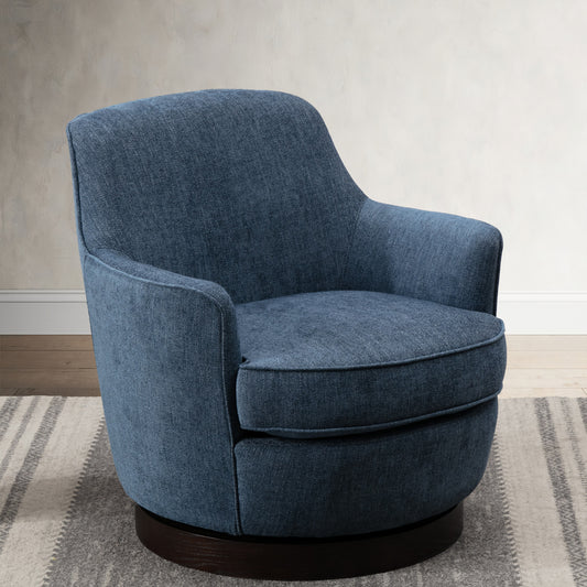 Richfield Cadet Blue Wood Base Swivel Chair