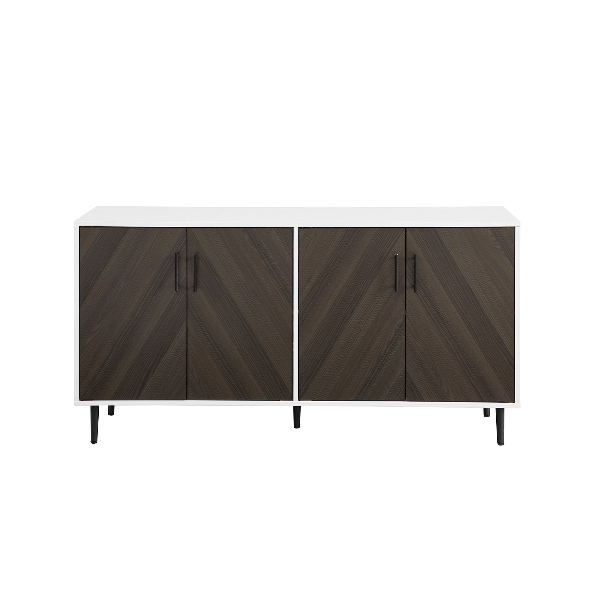 Cassandra Mid-Century Modern Faux-Bookmatch Door Buffet - Ash Brown Bookmatch / Solid White