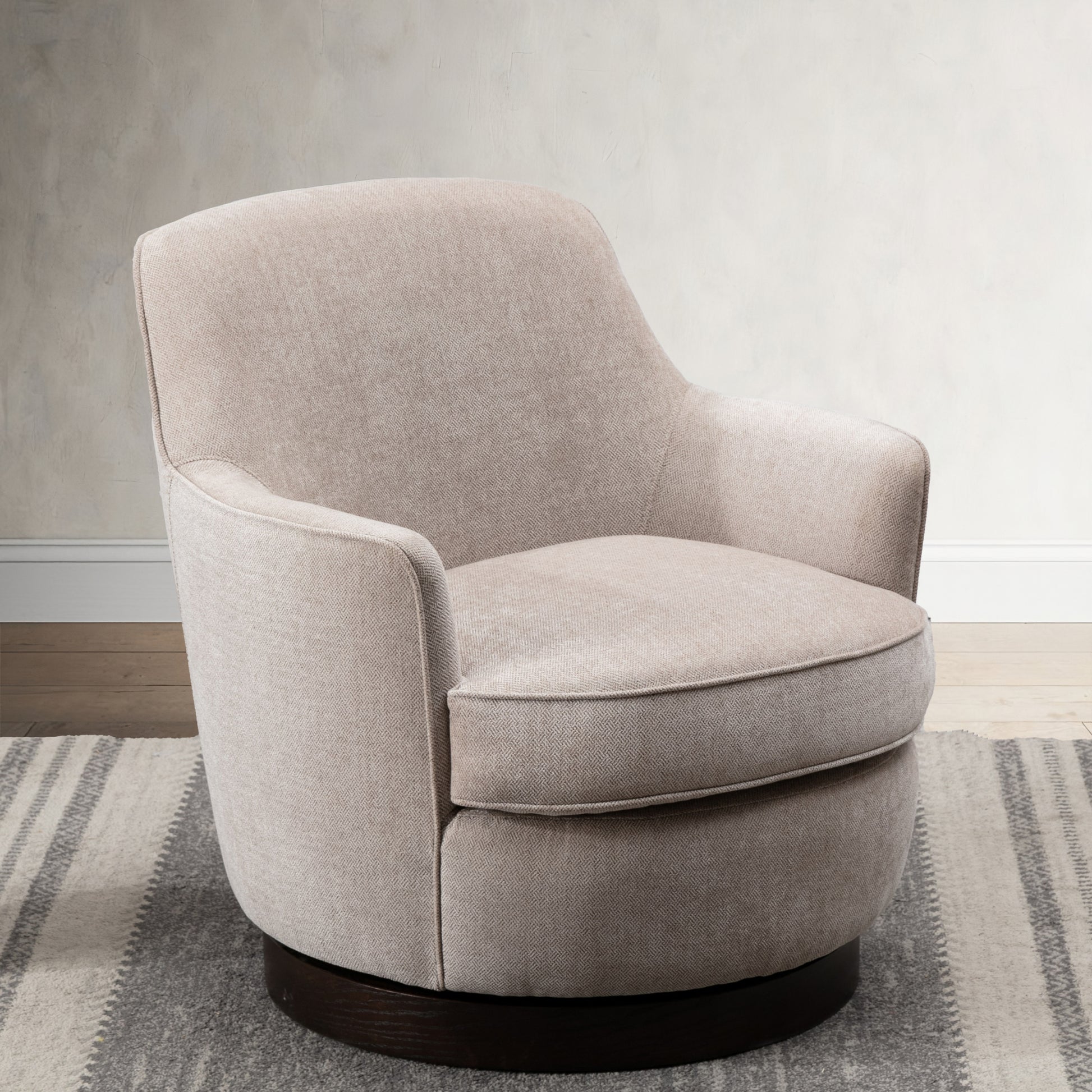 Richfield Oatmeal Wood Base Swivel Chair