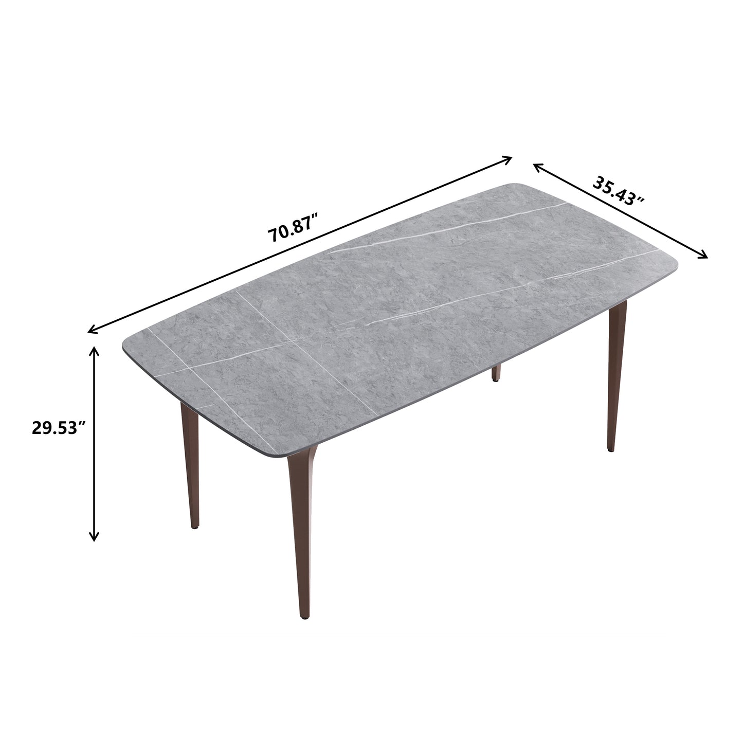 Trinita Modern Gray Sintered Stone Dining Table