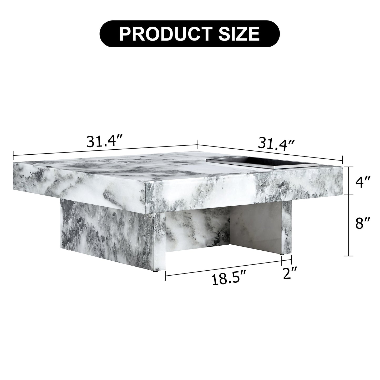 Pinter Modern Faux Marble Coffee Table - Gray & White