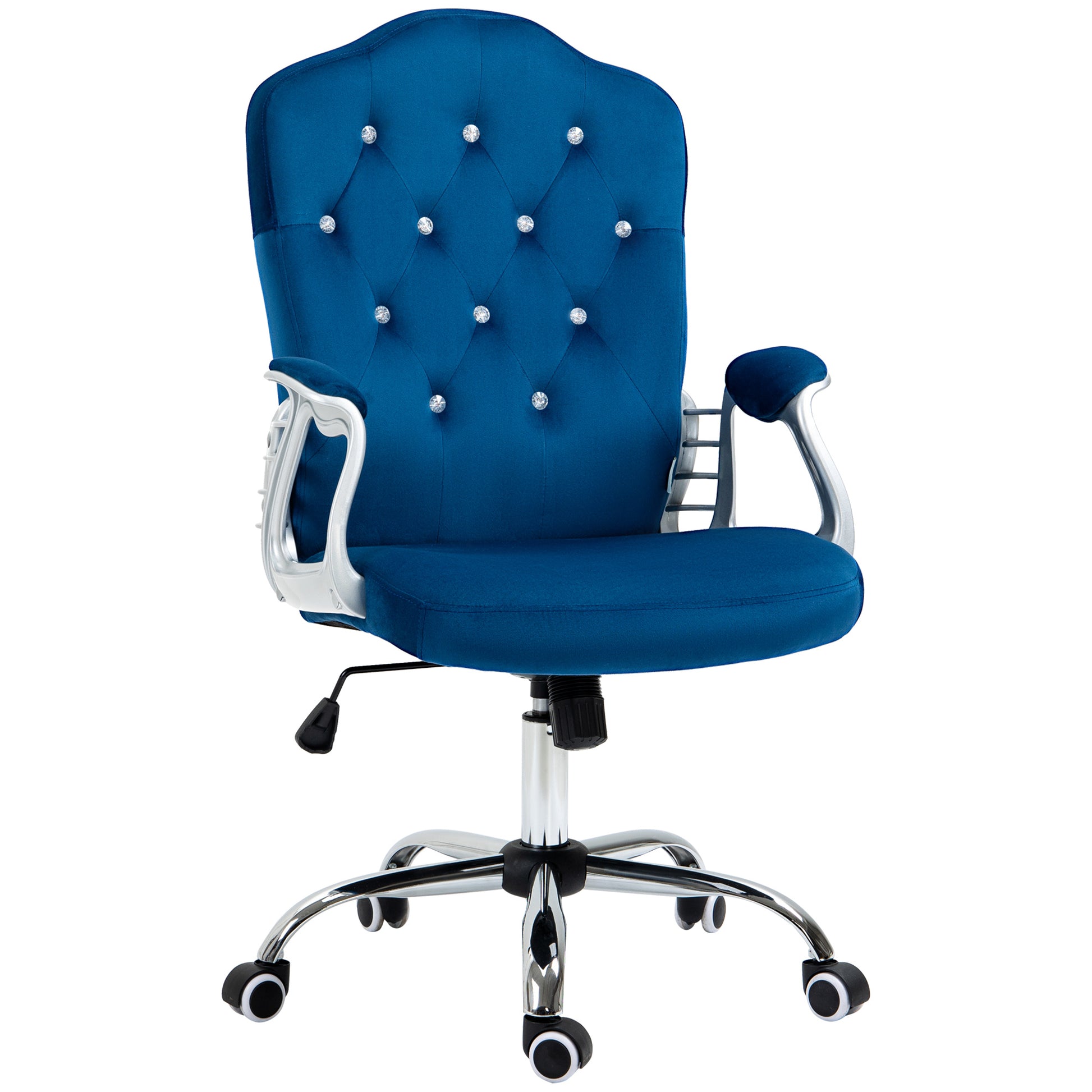 Uvelia Velvet Button Tufted Office Chair, Blue