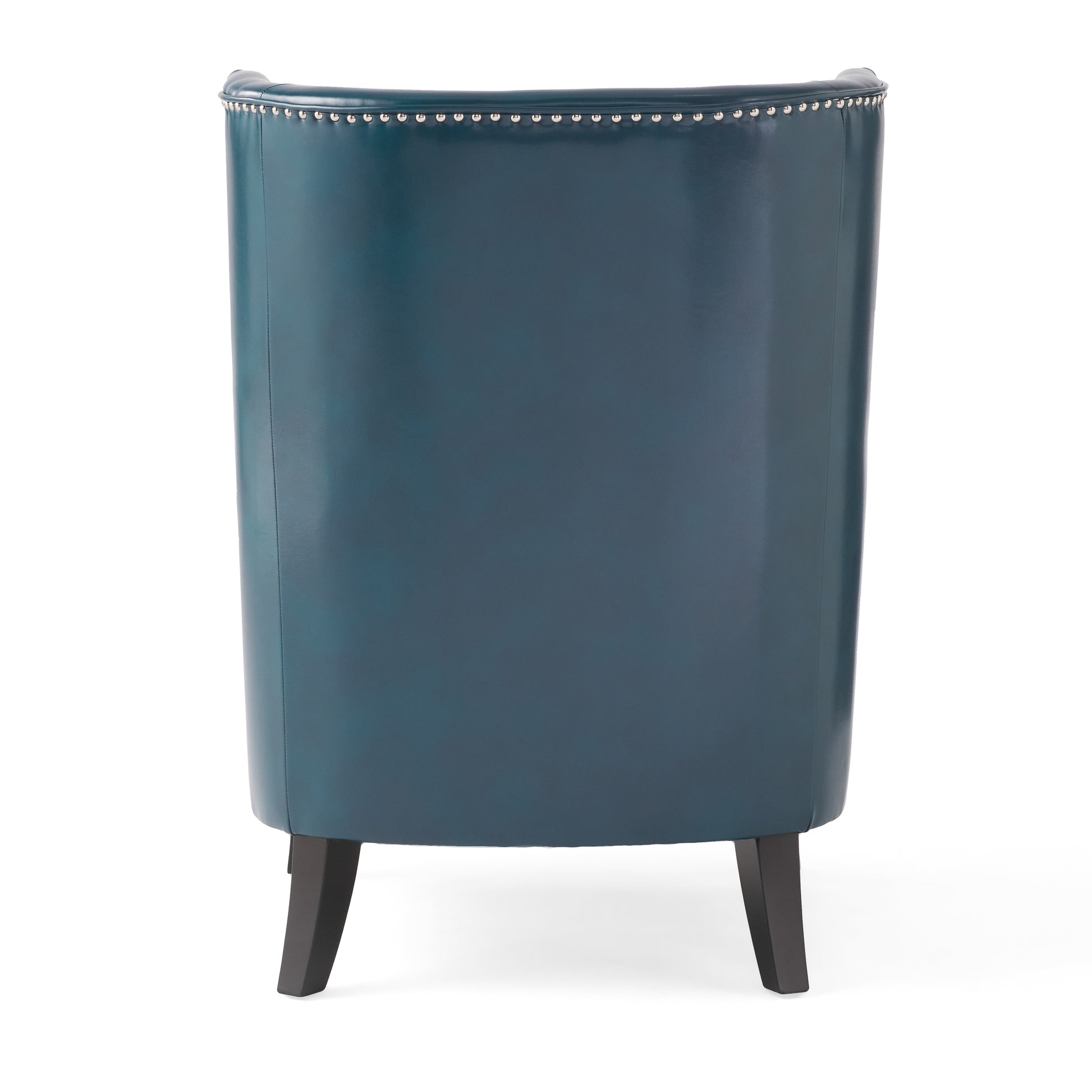 Canterbury Modern Leather High Back Chair with Silver Nailhead, Teal