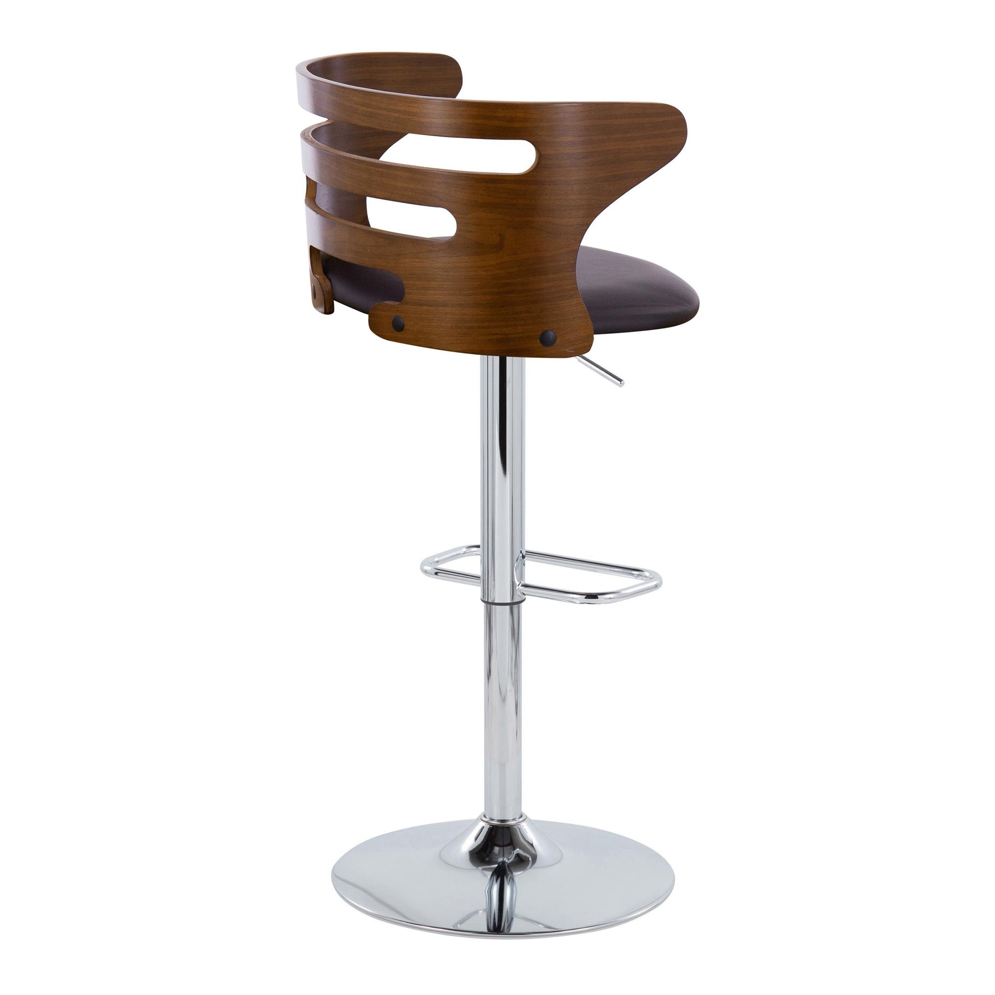 Cosi Mid-Century Modern Bar Stools with Leatherette Padded Seat Set of 2 Walnut