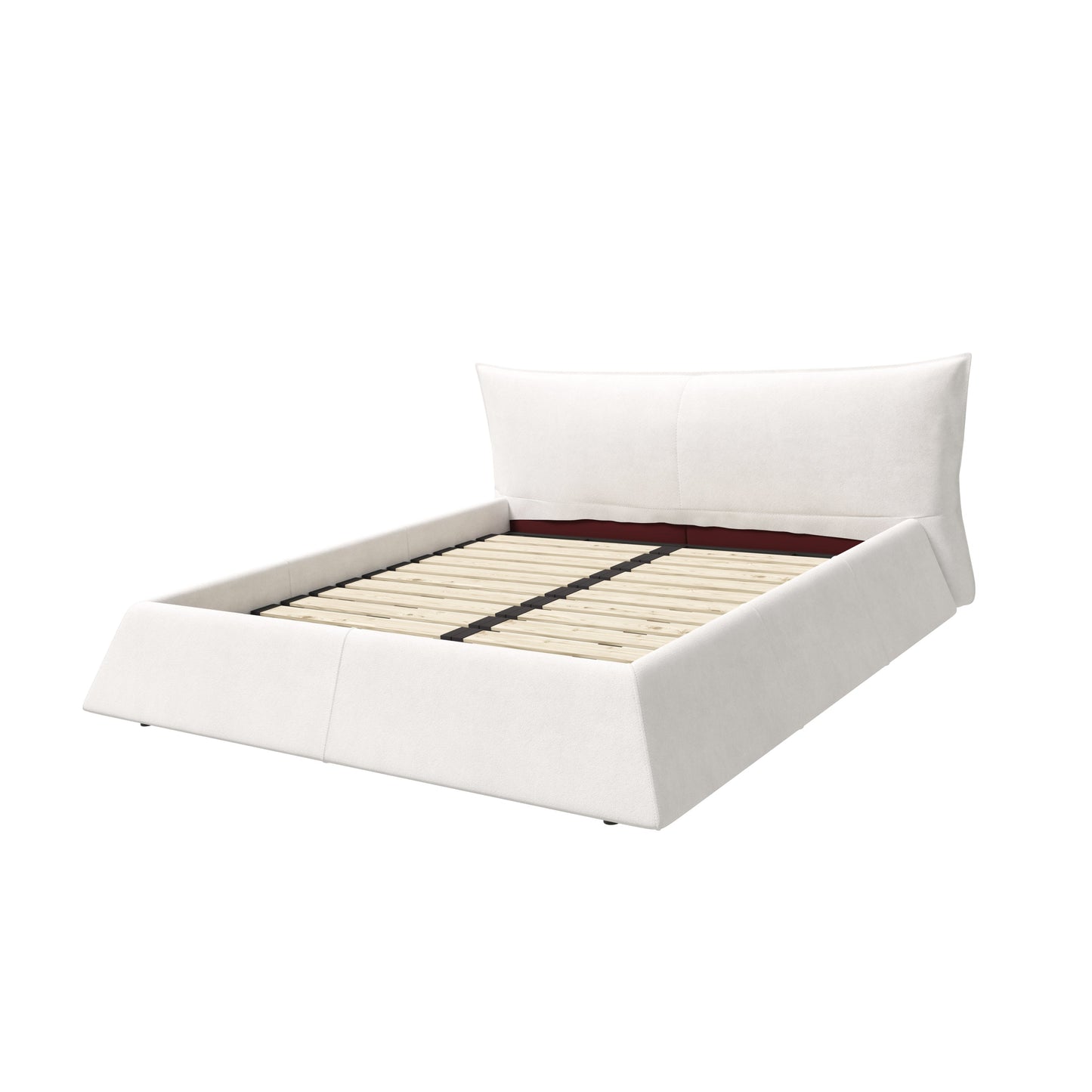 Zephyra Modern Velvet King Size Platform Bed in Cream