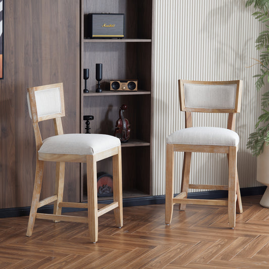 Crest 26.5" Solid Wood Counter Stools Set of 2 Beige & Natural