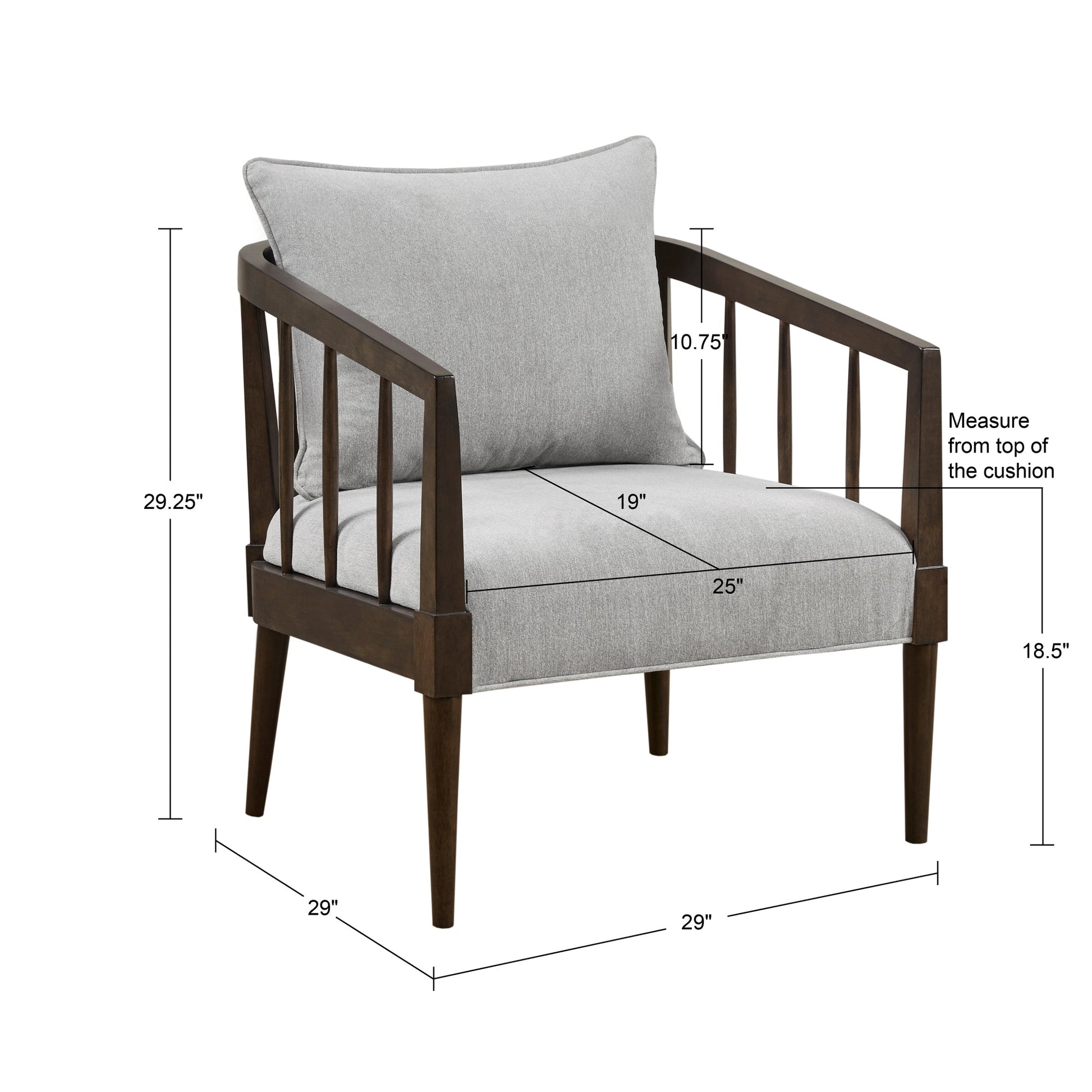 Mildred Spindle Accent Armchair with Removable Back Pillow