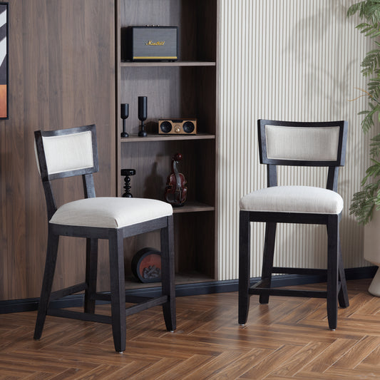 Crest 26.5" Counter Height Stools Set of 2 Black & Beige