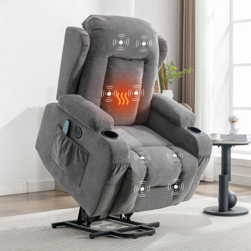 Whitlea Power Lift Recliner with Infinite Position, Heat, & Massage, Gray