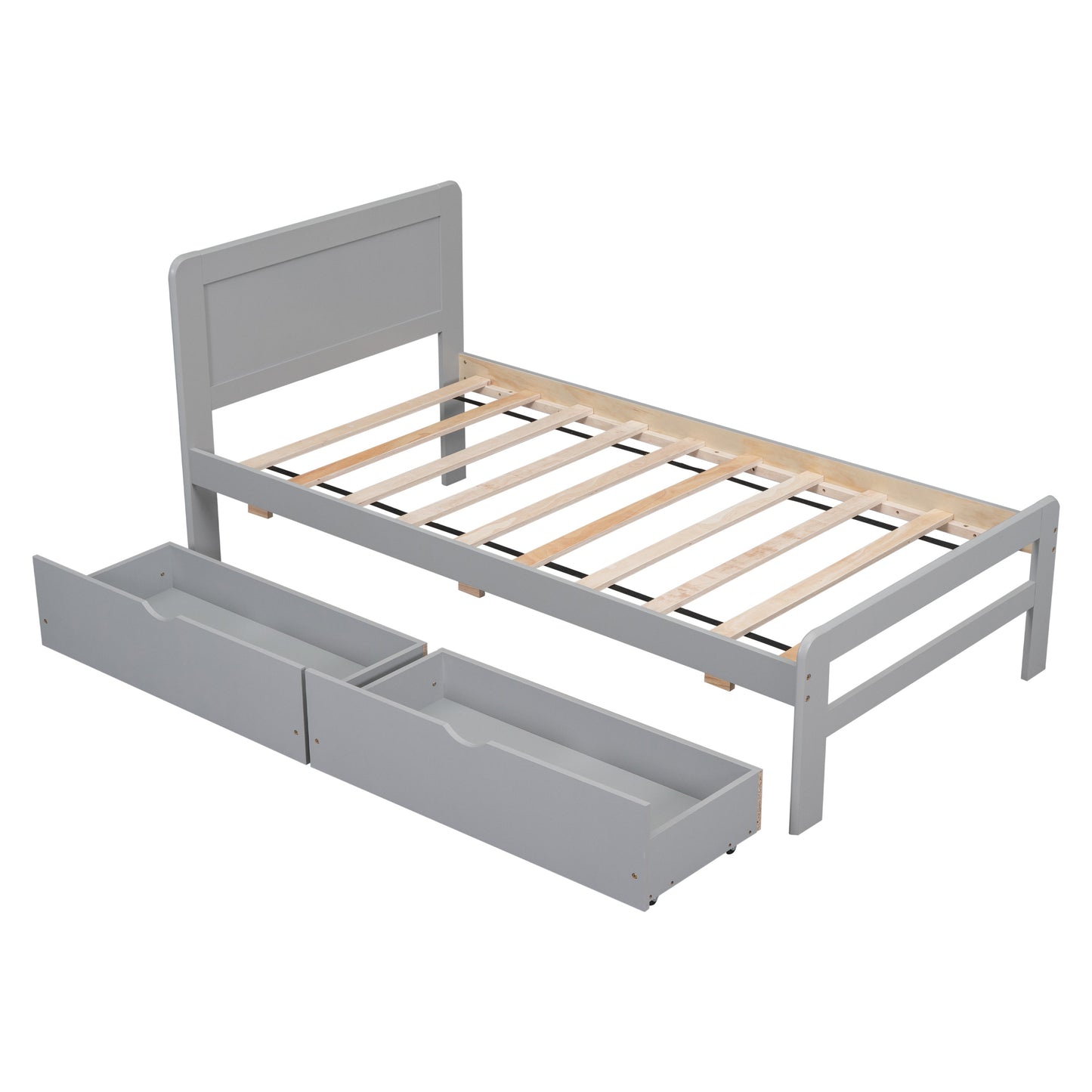 Huxley Modern Design Twin Size Platform Bed Frame with 2 Drawers