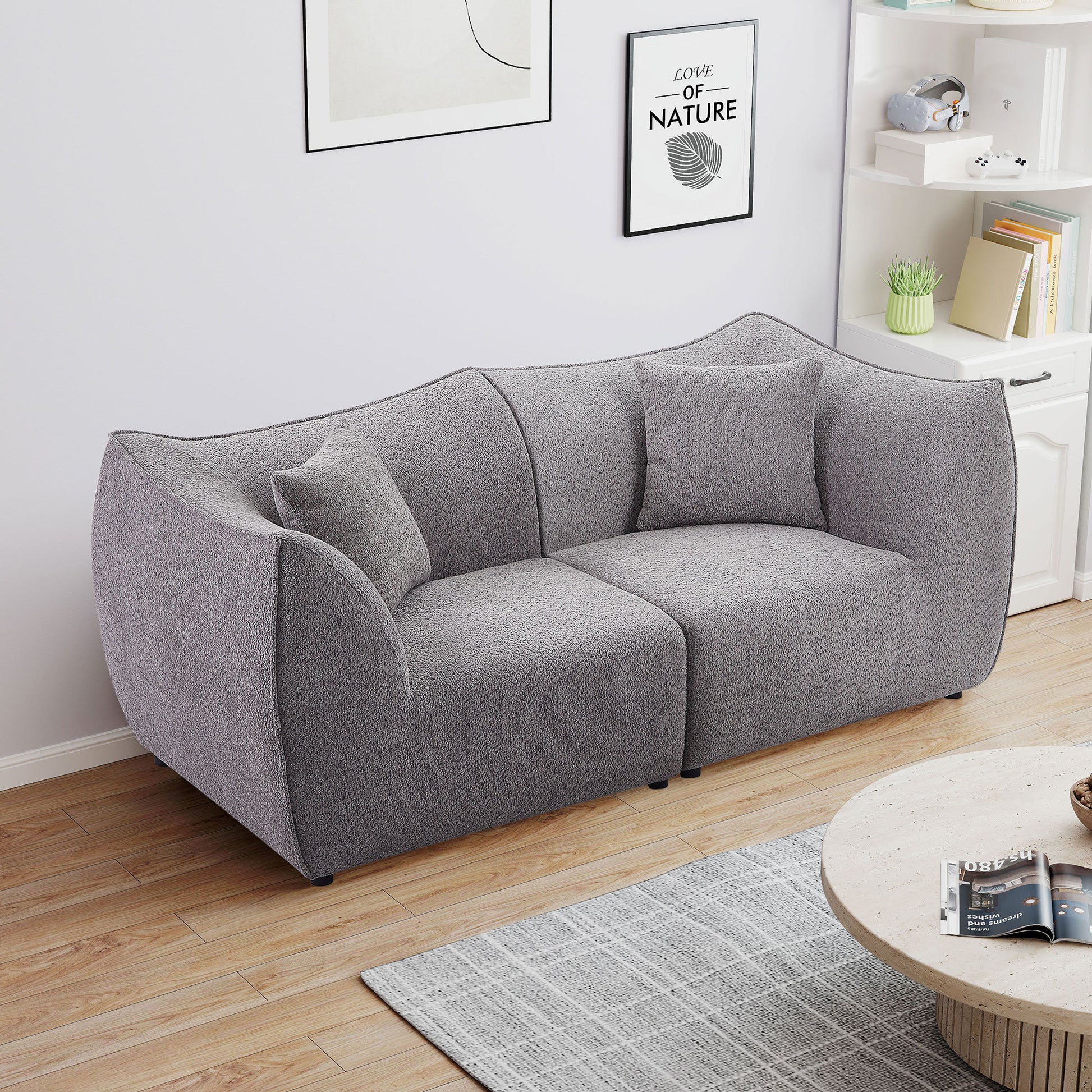 Zulema 79" Modern Deep Seat Upholstered Sofa, Gray