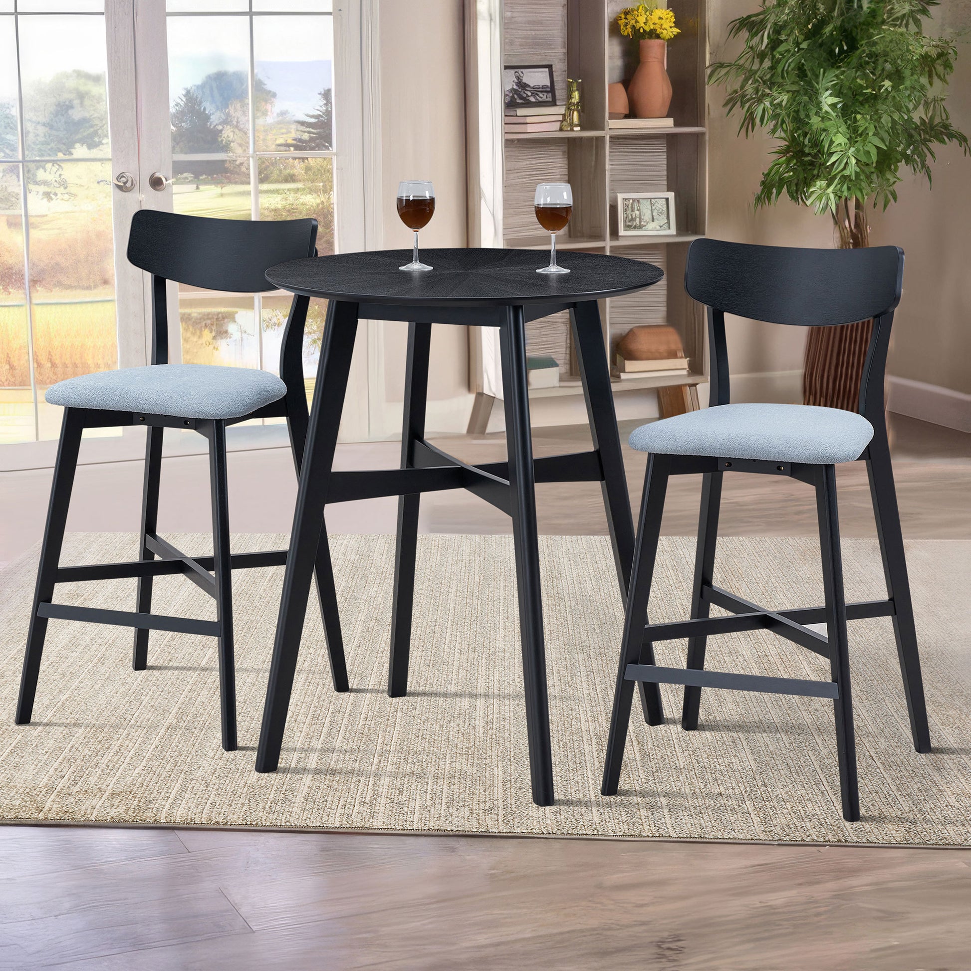 Gemma 3PC Bar Table Set, Black