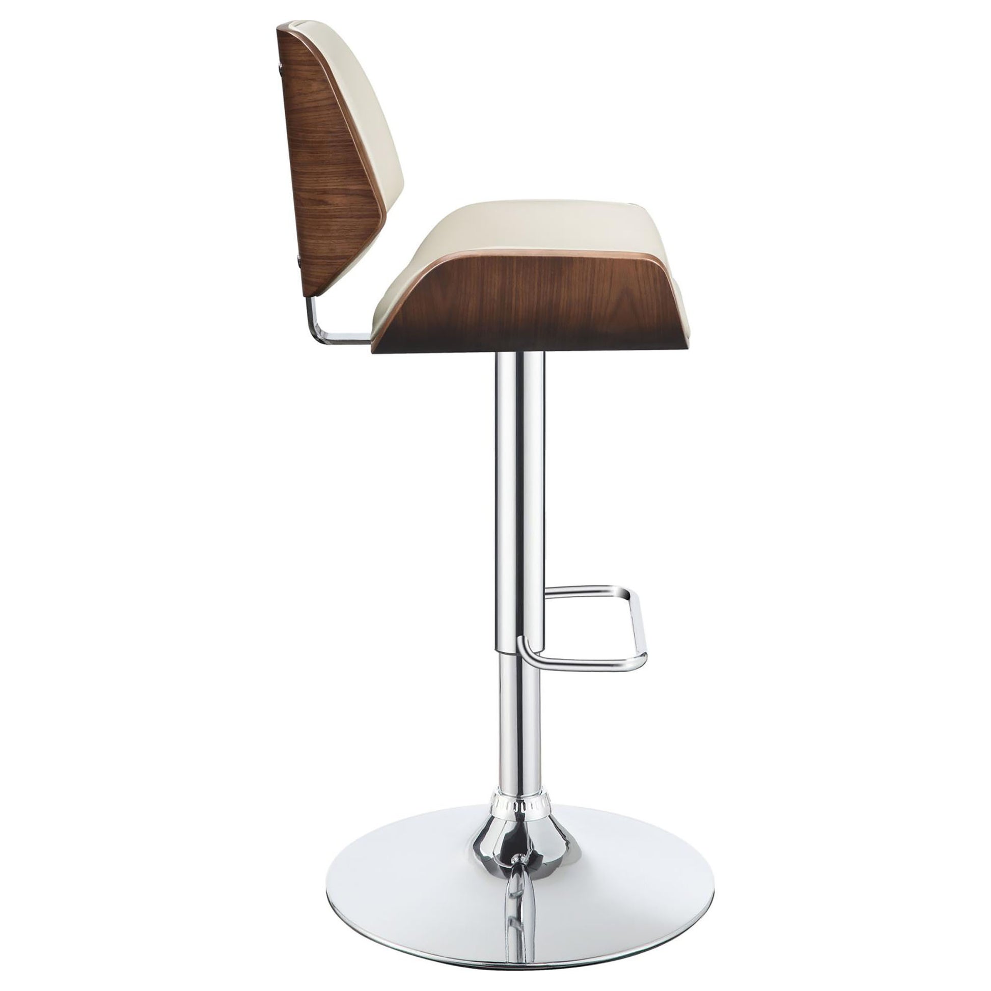 Sable Ecru and Chrome Adjustable Bar Stool Set of 1