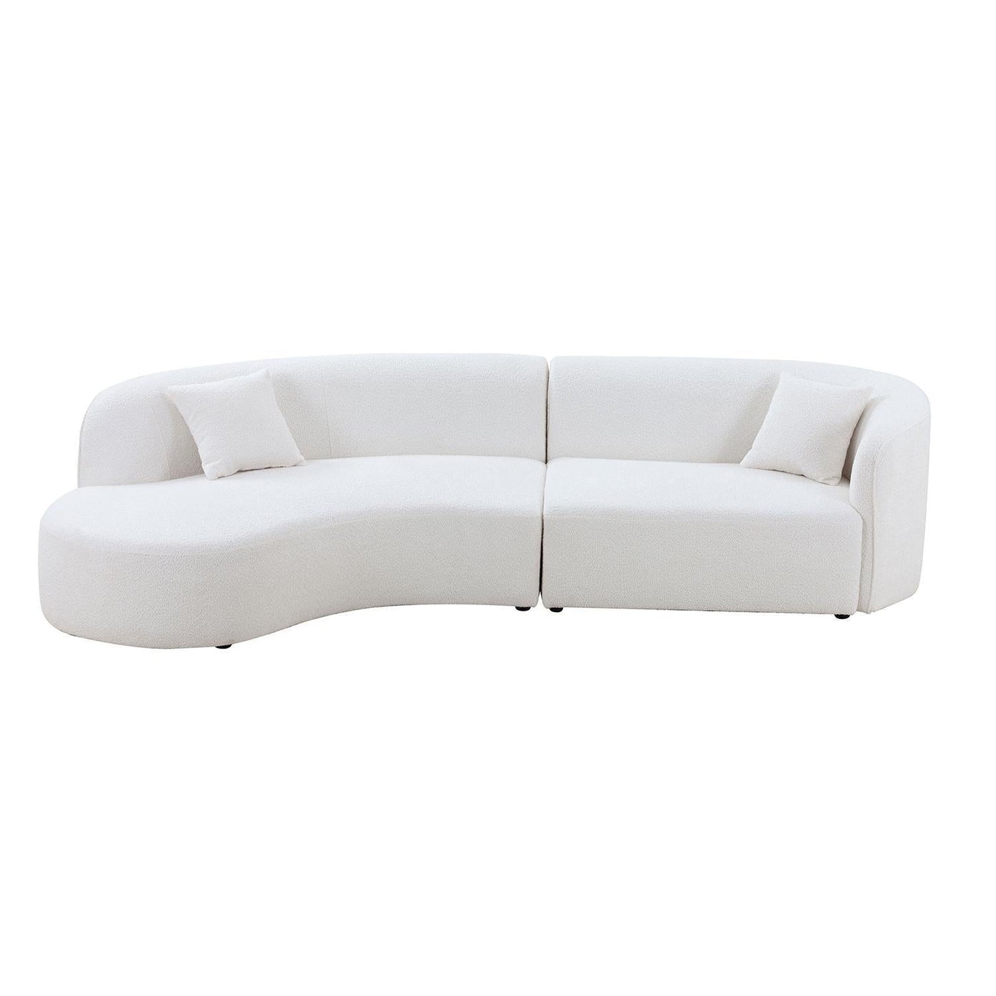 Jove Modern Curved Sectional in White Boucle