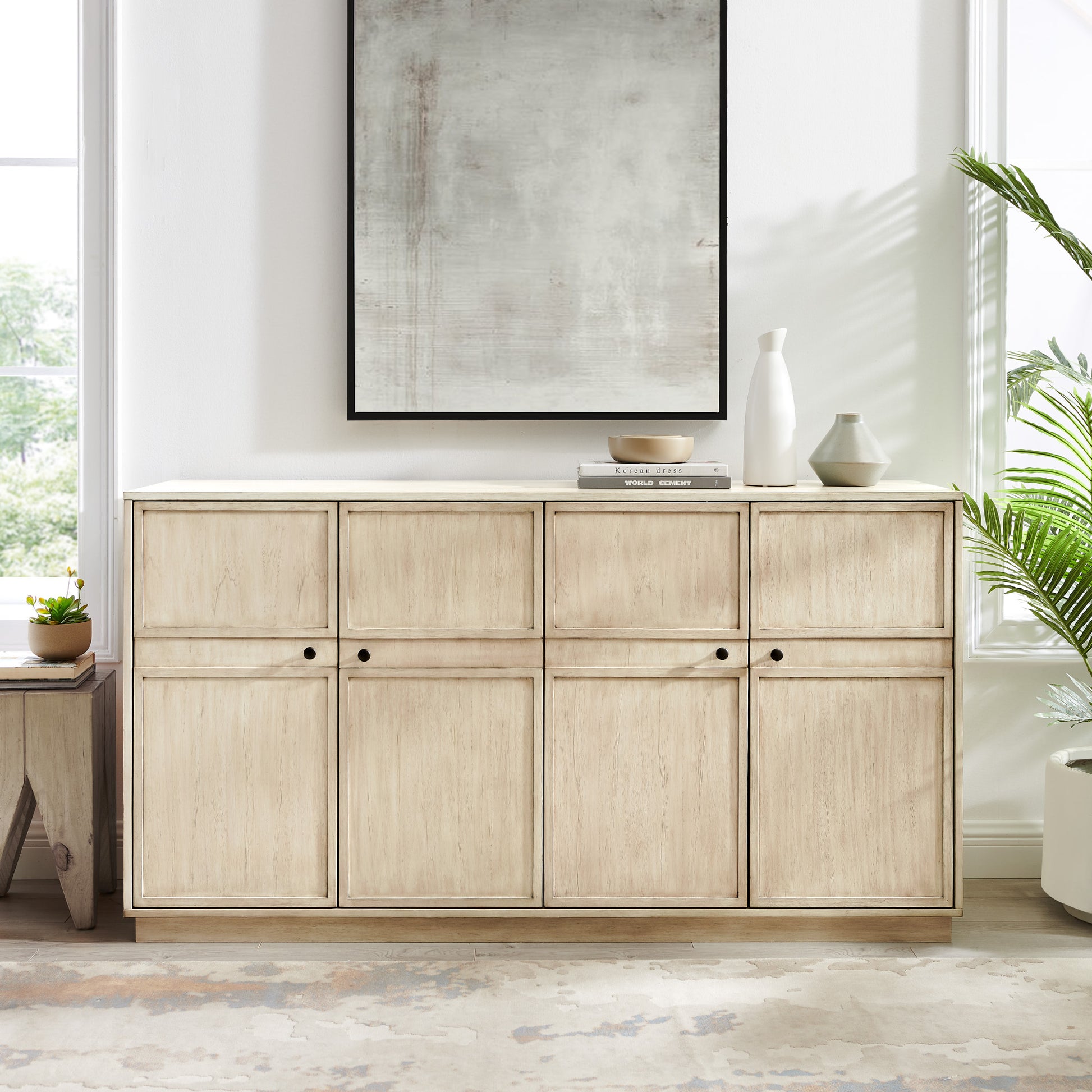 Mireille Classic Framed 4-Door Sideboard - Birch