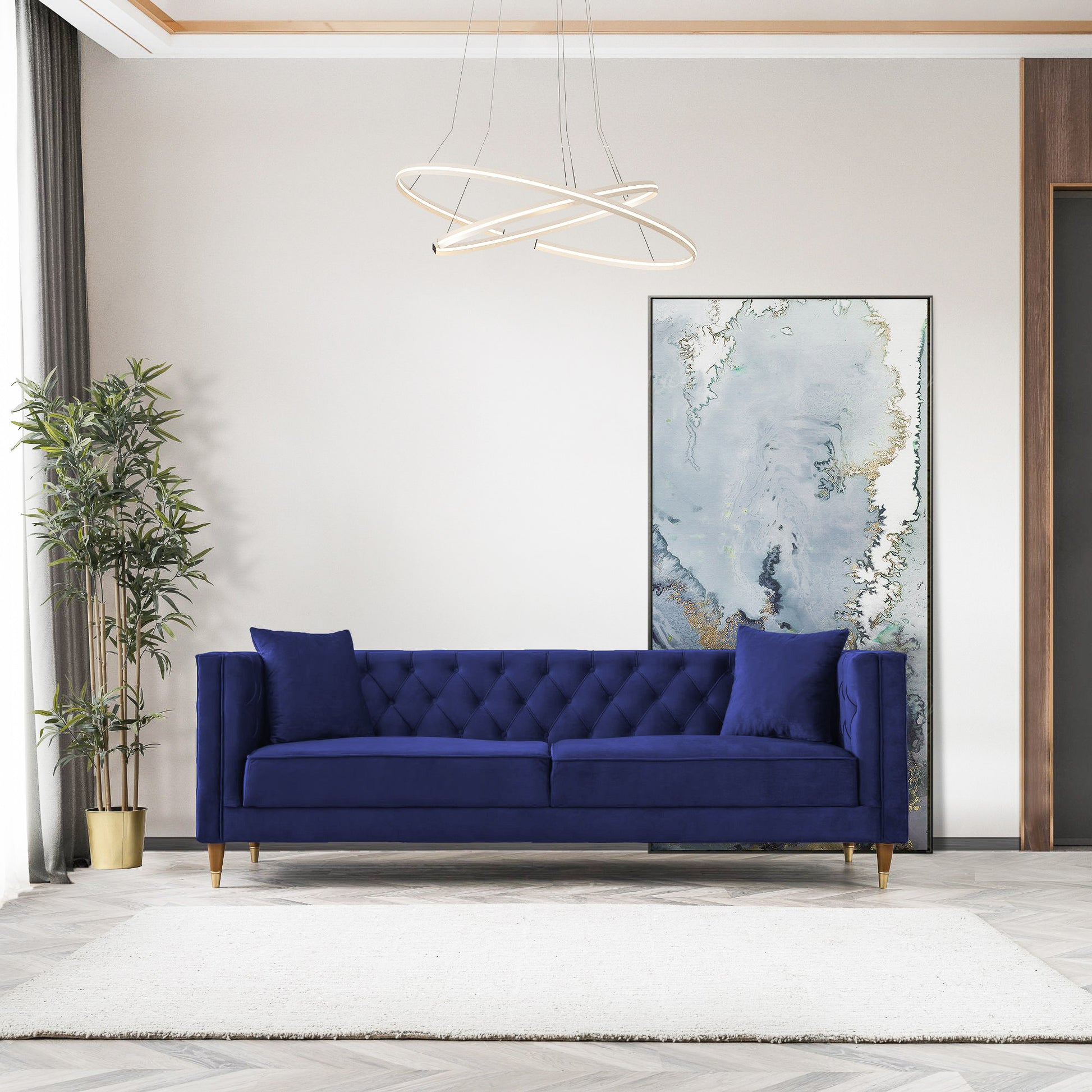 Autumn Modern Blue Velvet Sofa