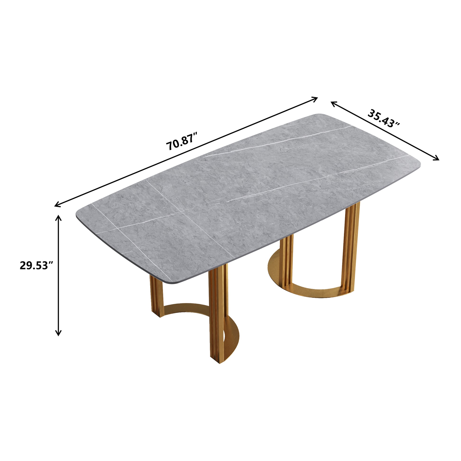 Moto II 70.8" Modern Gray Sintered Stone Dining Table