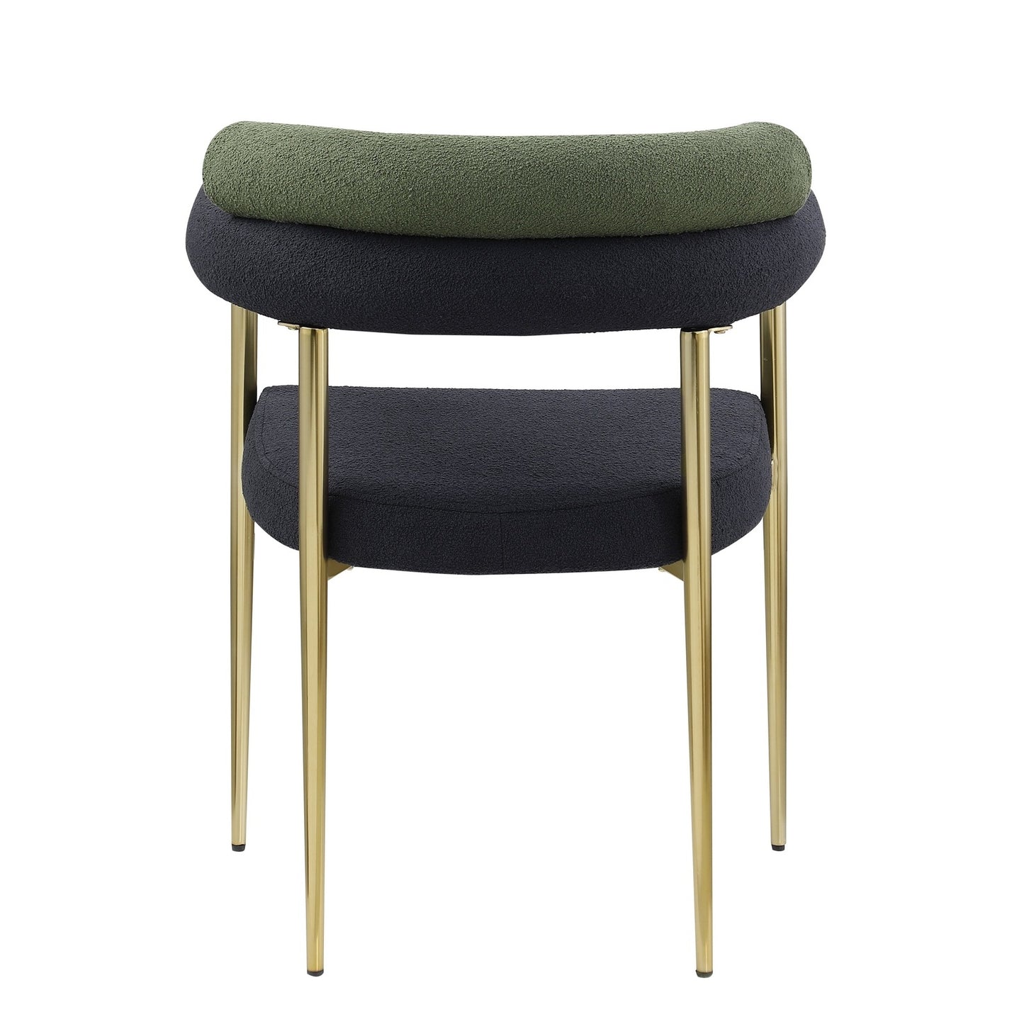 Mid-Century Modern Dining Chairs in Black & Dark Green Boucle