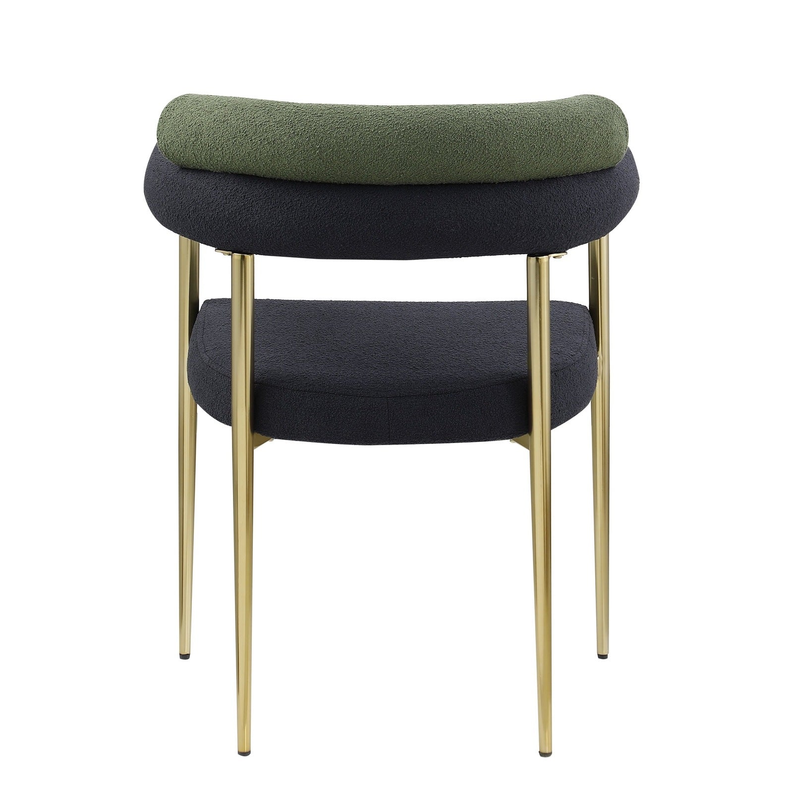 Mid-Century Modern Dining Chairs in Black & Dark Green Boucle