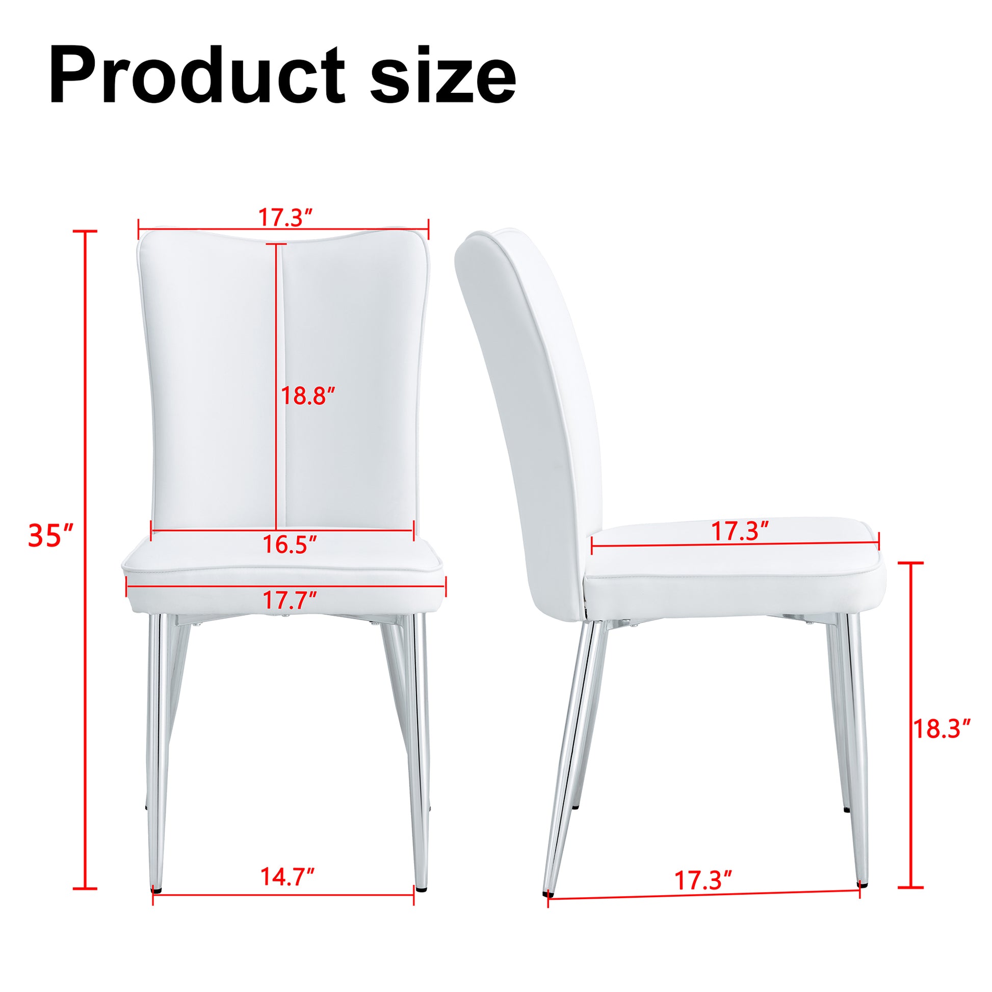 Ashley Modern Minimalist PU Leather Side Chairs Set of 2 , White