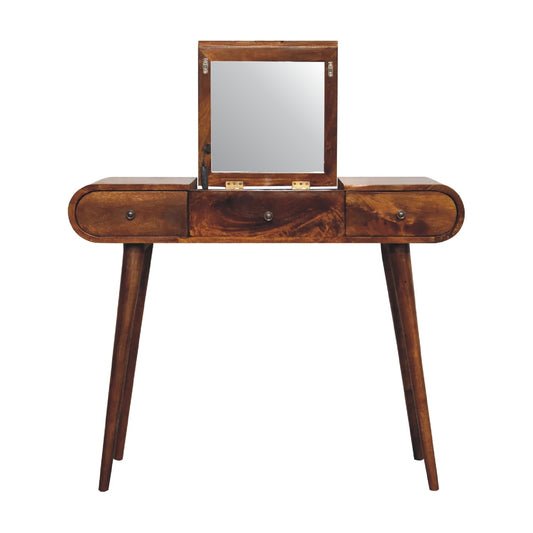 Kai Mid-Century Modern Solid Flip-Top Vanity Desk, Chestnut