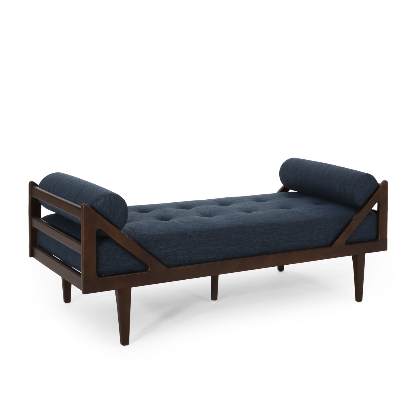 Alara Mid-Century Modern Chaise Lounge, Blue & Brown