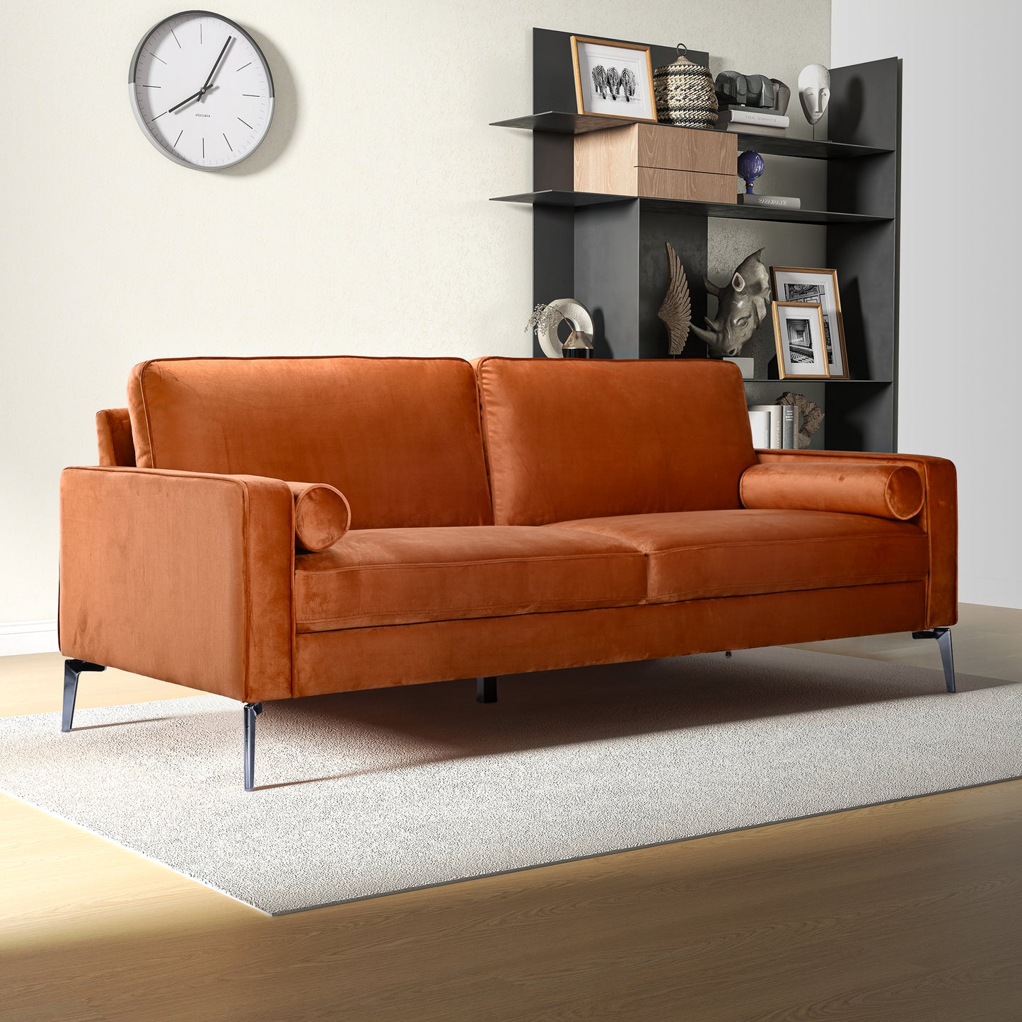 Axten Modern Orange Velvet Sofa