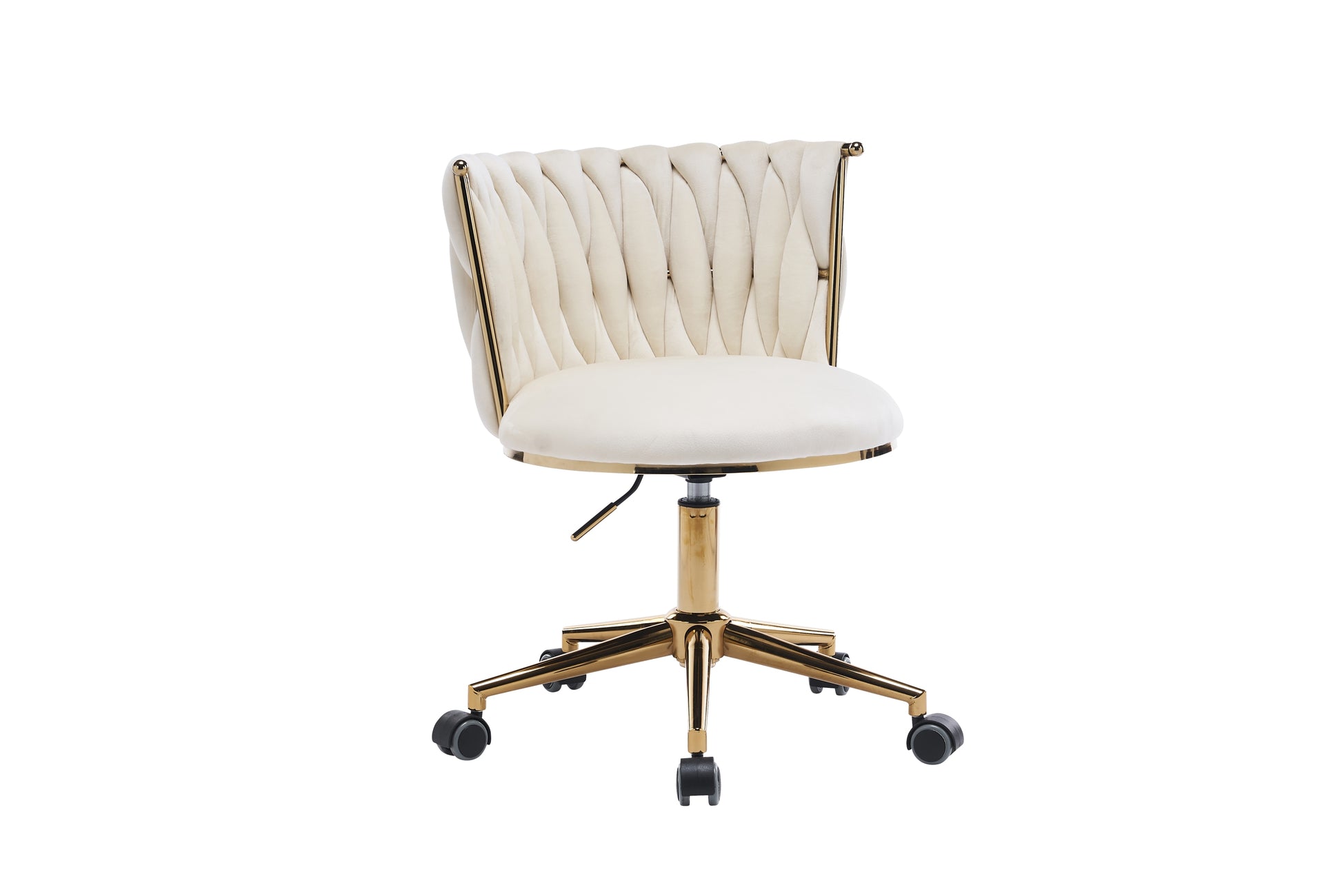 Emme Gold Framed Velvet Office Chair with Gold Base - Beige