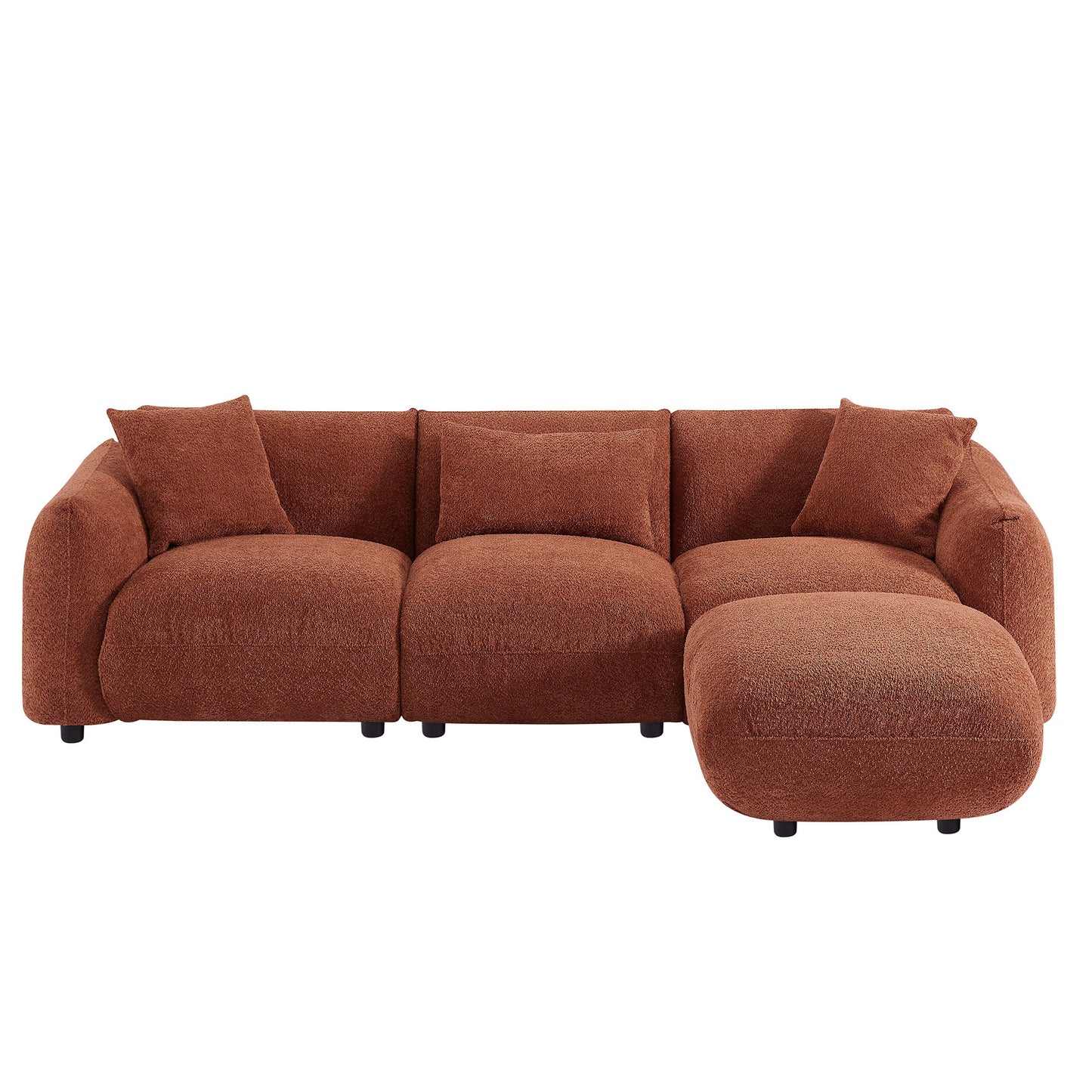 Marigold Mid-Century Modern Orange Boucle Sofa & Ottoman