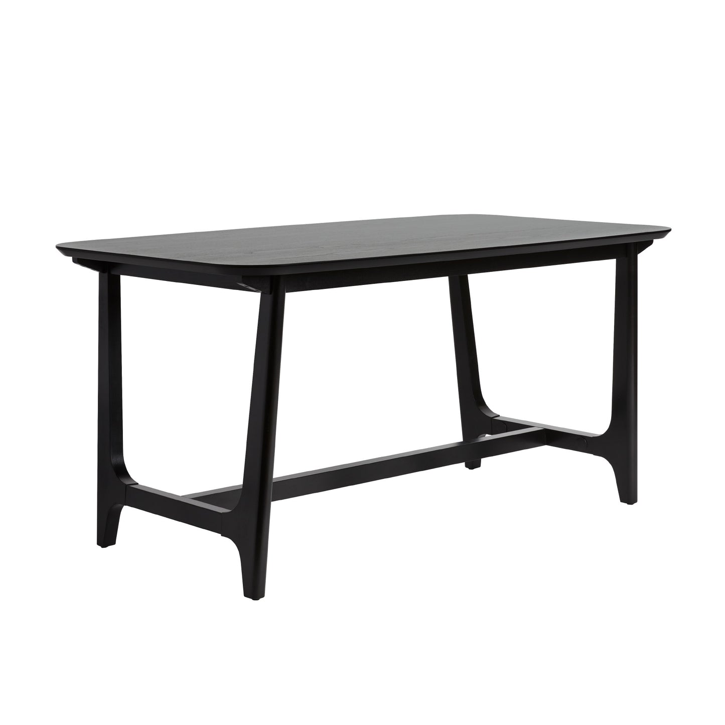 Marlene Mid-Century Modern Modern Dining Table with Trestle Base, Black Ash Veneer