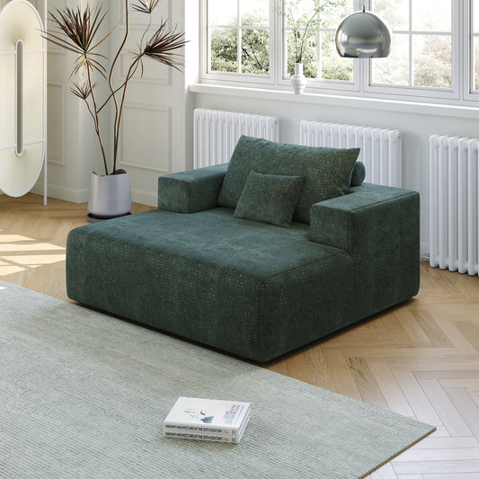 Cozy Chic: 50" Chenille Sponge Fluffy Green Lounge Chair for Any Space