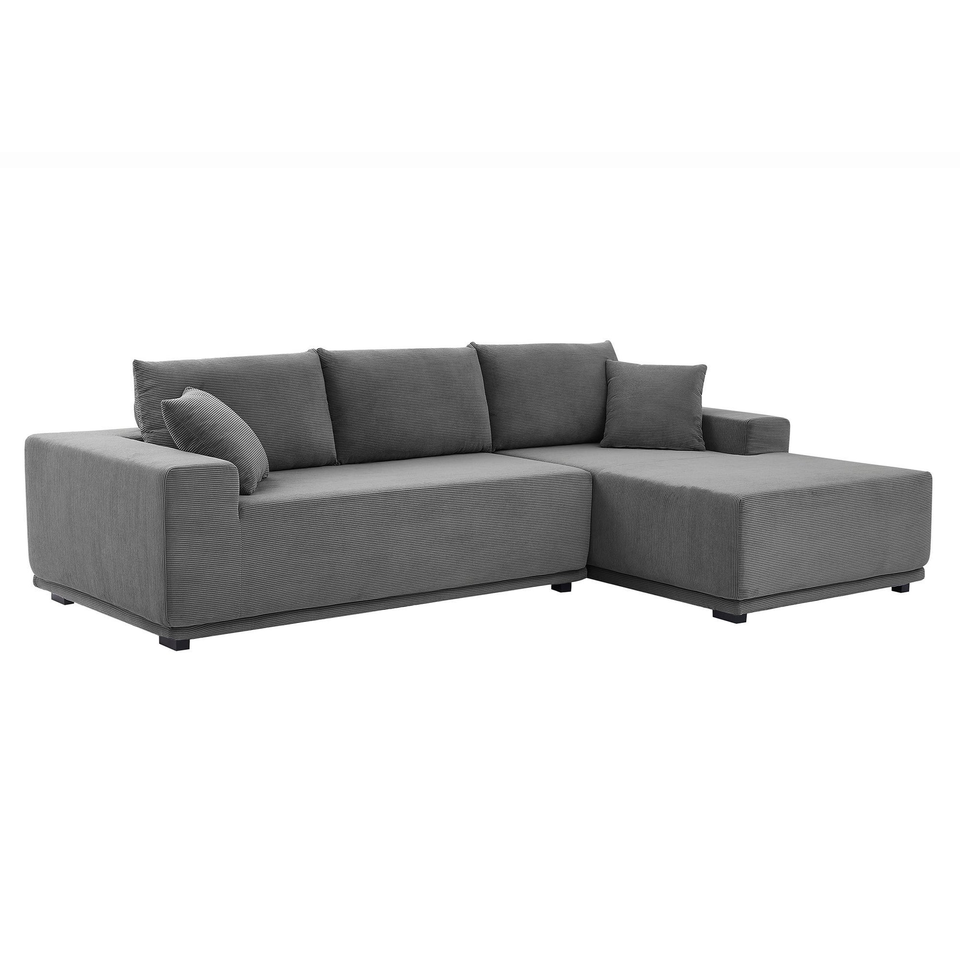 Novella Modern Corduroy Upholstered Sectional Sofa, Gray