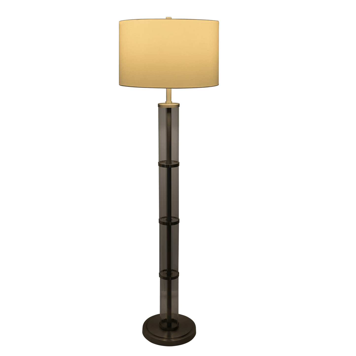 Nimbus Brushed Nickel Floor Lamp with 3-Way Rotary Switch Clear Glass Body Metal Base