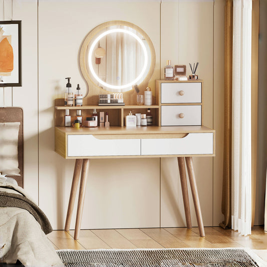 Orion Mid-Century Modern Vanity in White Oak