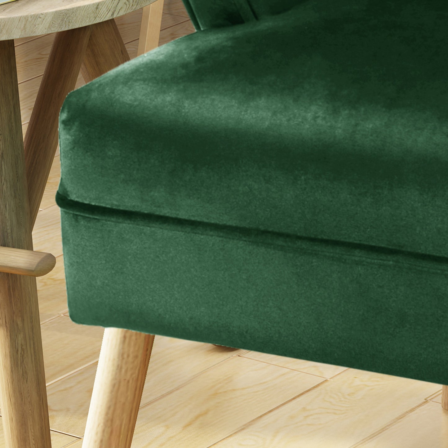 Wren Mid-Century Modern Emerald Green Velvet Tufted Accent Chair