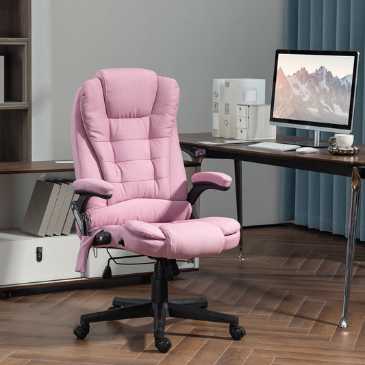 Sydney 6 Point Massage & Heat Linen Office Chair, Pink