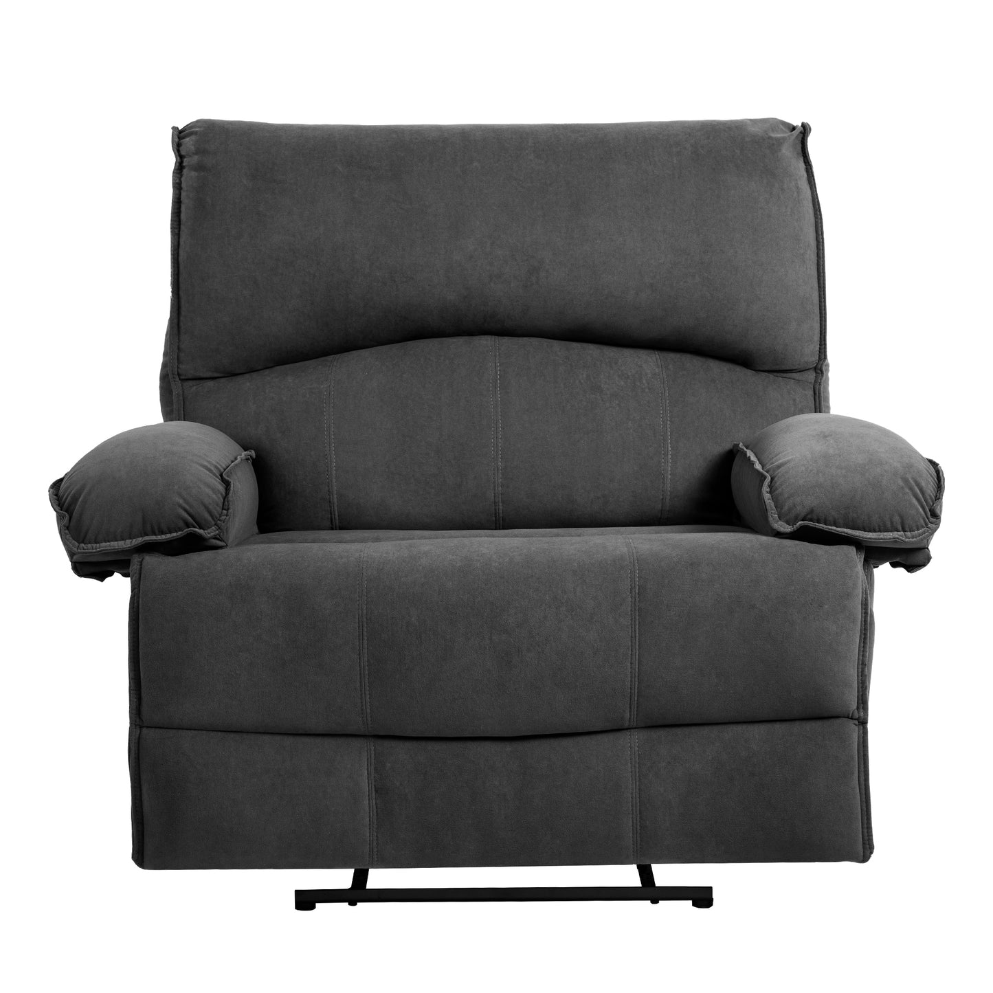 Belton Transitional Oversize Velvet Recliner with Pillow Arm, Dark Gray