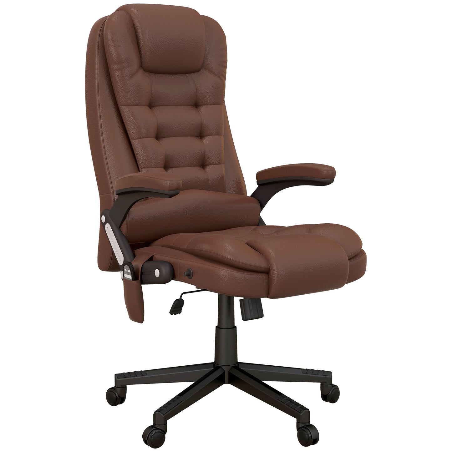 Parisa High Back PU Leather Executive Office Chair with Head & Massage, Brown