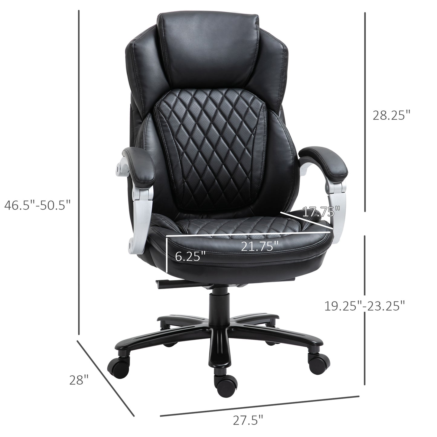 Odessa Big & Tall PU Leather Executive Office Chair, Black