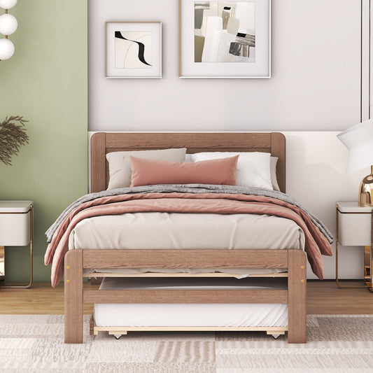 Huxley Modern Design Wooden Twin Size Platform Bed Frame with Trundle