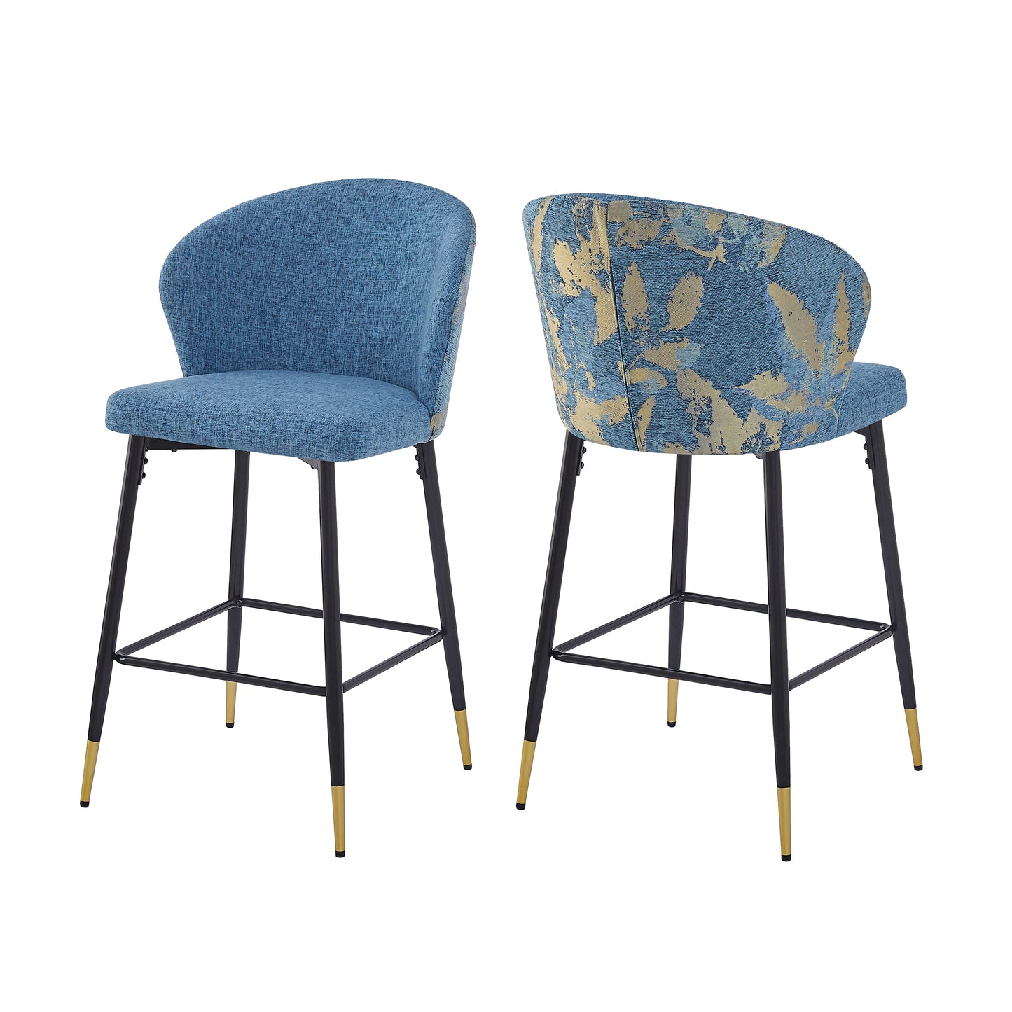 Evadne 28' Jacquard Print Bar Stools Set of 2 Blue