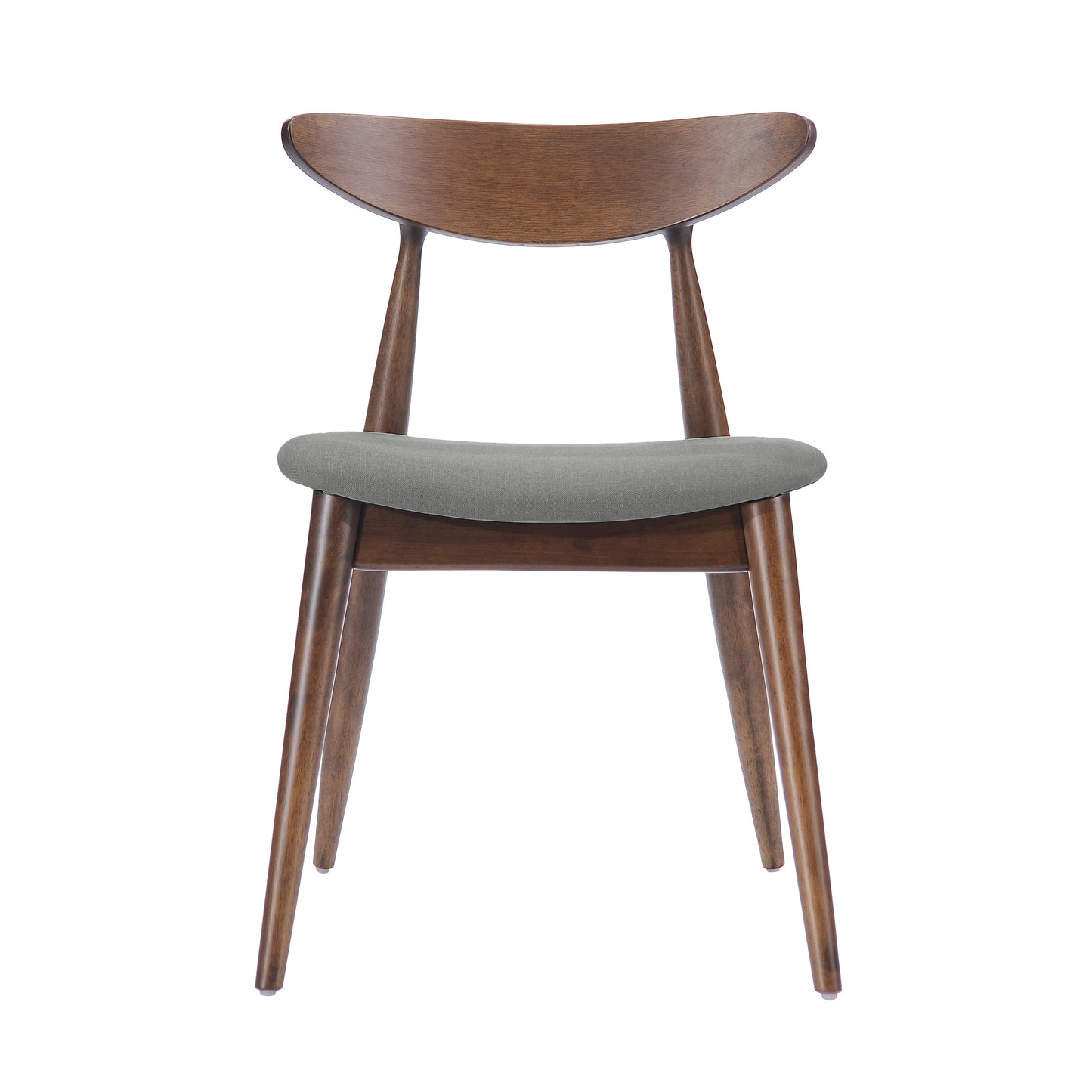 Karen Mid-Century Modern Side Chairs Set of 2 Walnut & Gray