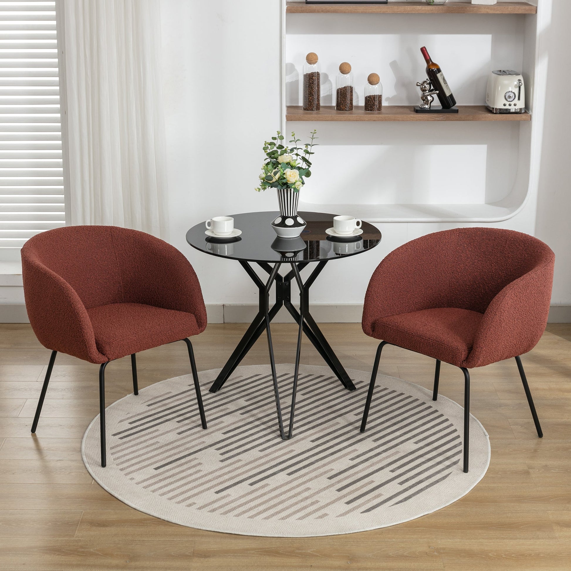 Lindy Modern Boucle Dining Chairs Set of 2 Wine Red