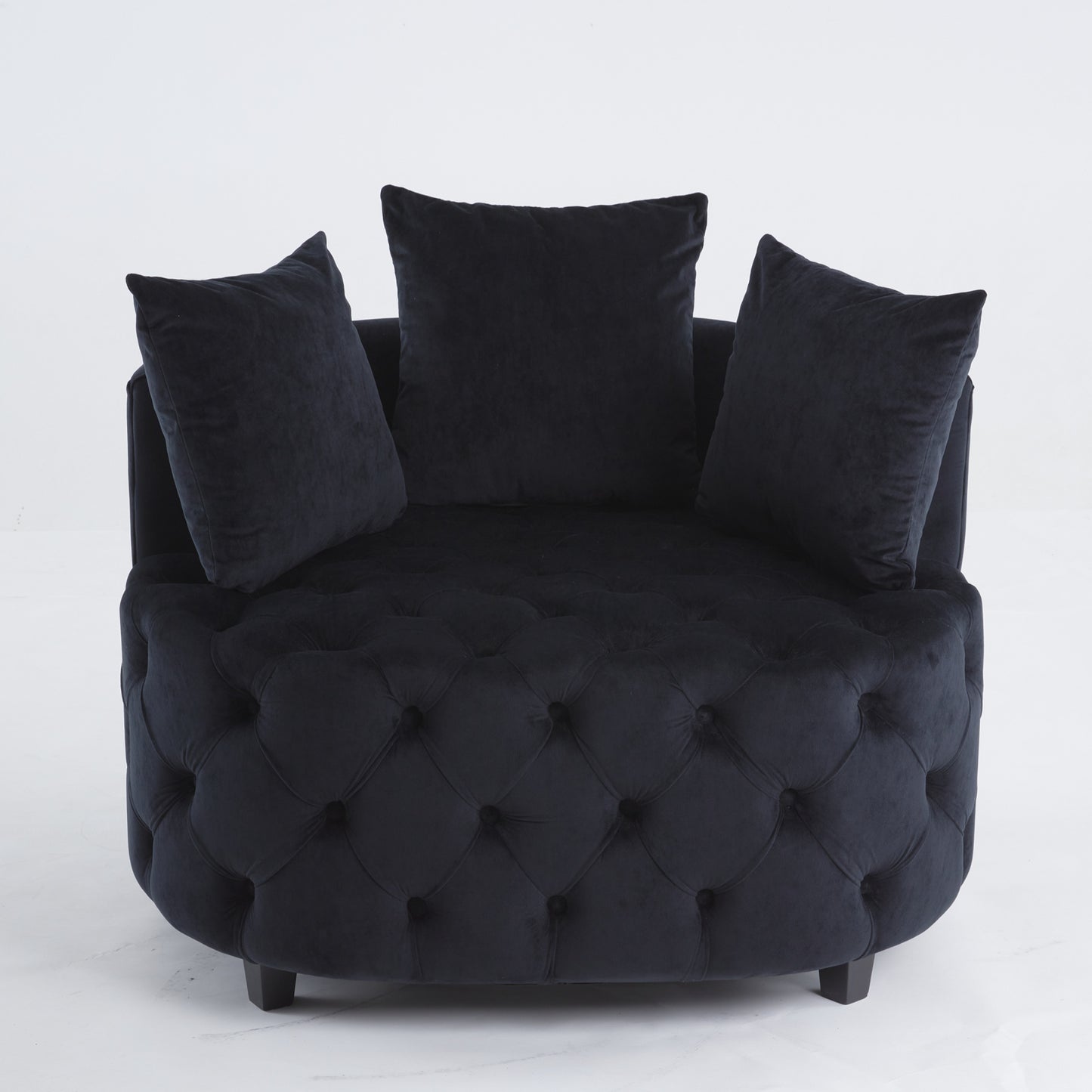 Fayola Velvet Akili Accent Chair, Black