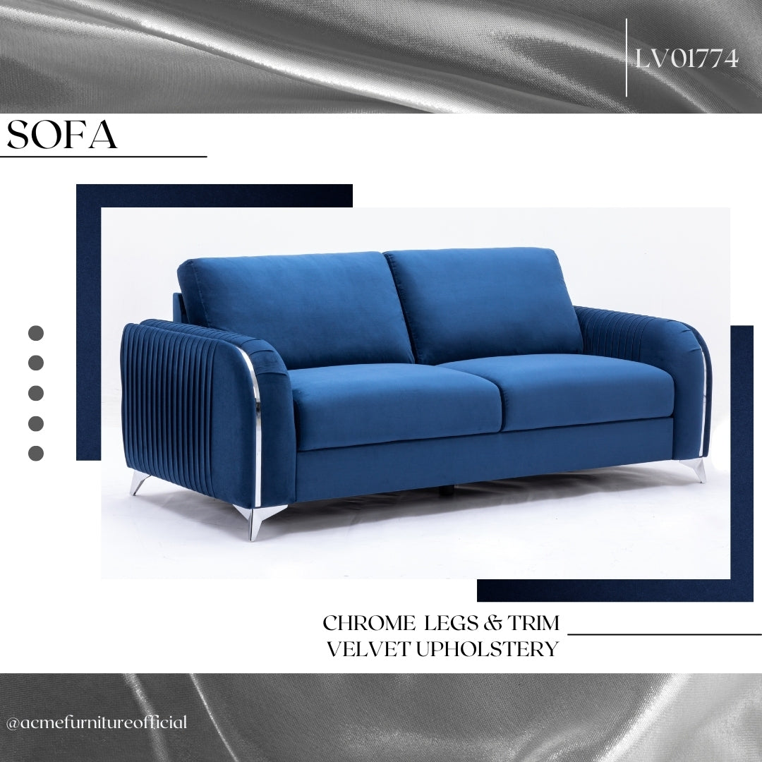 Wenona Blue Velvet Living Room Collection