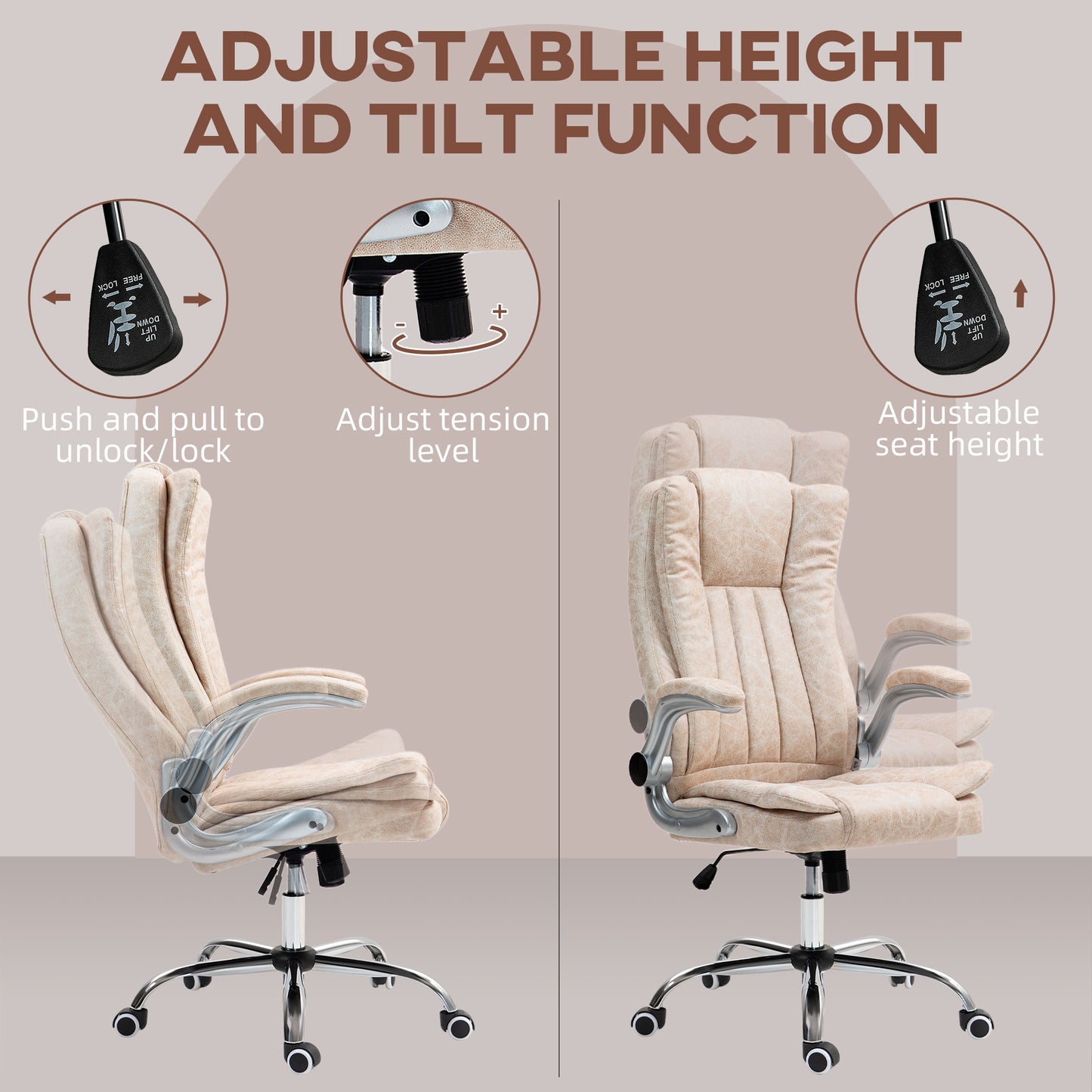 Anastasia Microfiber High Back Executive Office Chair, Cream