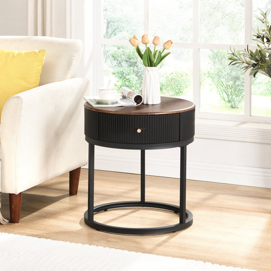 Neira Modern Side Table with Gold Base, White