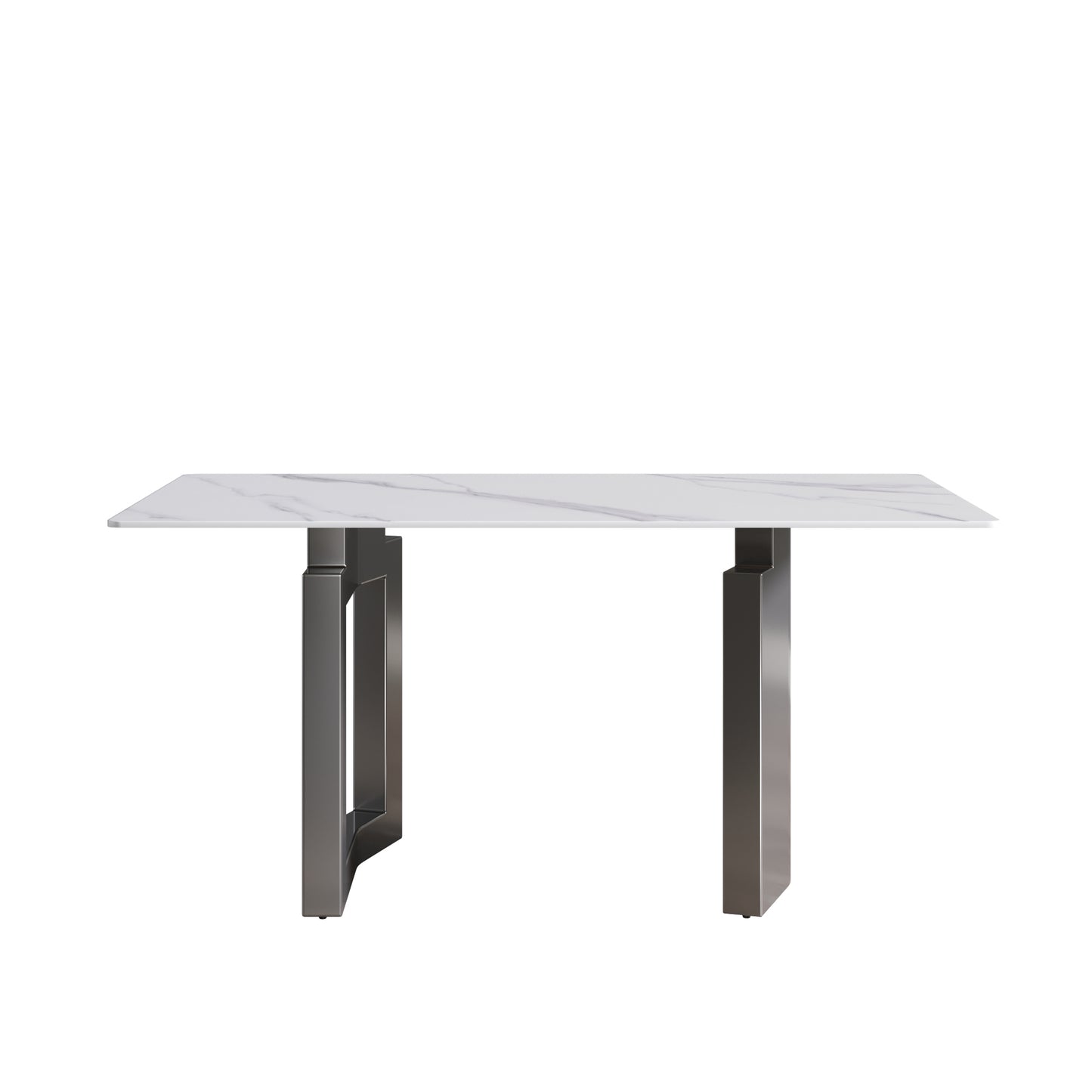 Nyx 63" Modern Sintered Stone Dining Table, White & Black